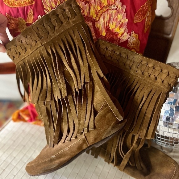 𝅺TRIBE SOFT SOLE LEATHER MOCCASINS BOOTS - Picture 4 of 6